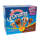 Nestle Drumstick lil' drums; vanilla with chocolately swirls and chocolate with chocolately swirls, 12 lil' cones Left Picture